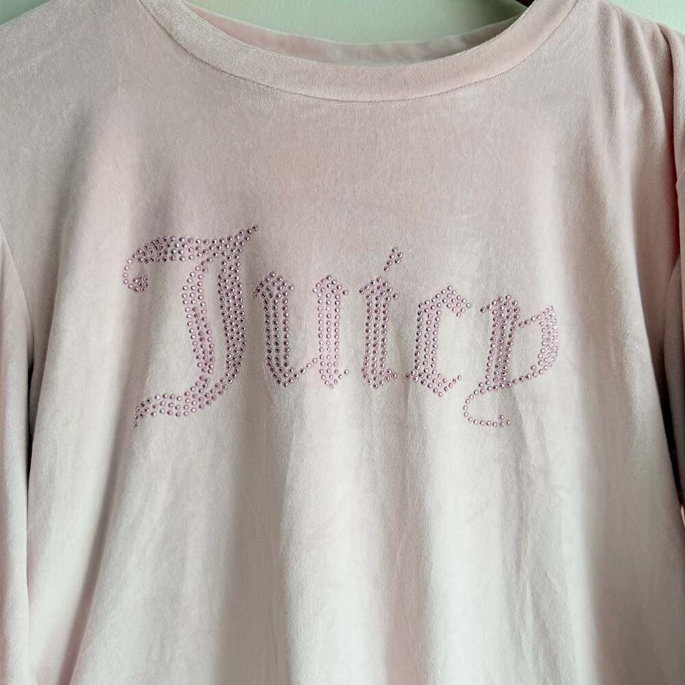 Juicy Couture Women's Pink Velour 2-Piece Sleepwear Set Rhinestone Bling Logo Si - Picture 3 of 10